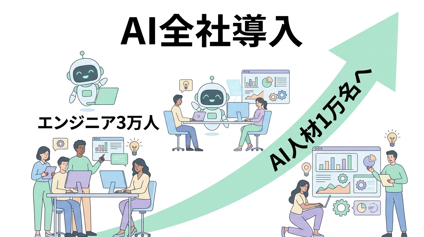 AI全社導入(エンジニア3万人・AI人材1万名へ)のインフォグラフィック