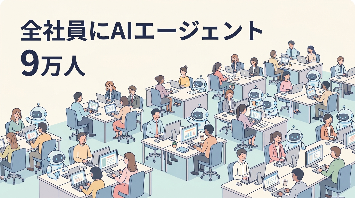 シスコが全社員9万人にAIエージェントを配布するイメージ図