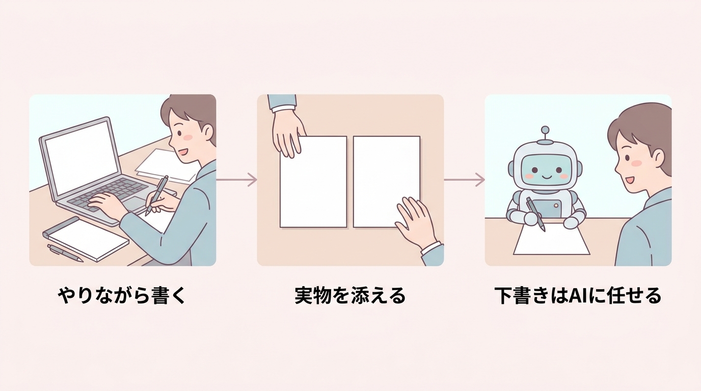 指示書を30分で書く3つのコツ(やりながら書く・実物を添える・下書きはAIに任せる)