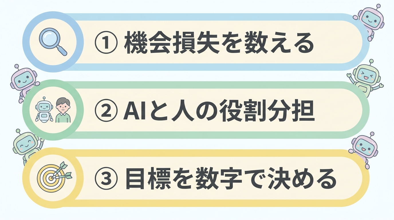 中小企業が学べる3つのポイント——機会損失を数える・AIと人の役割分担・目標を数字で決める