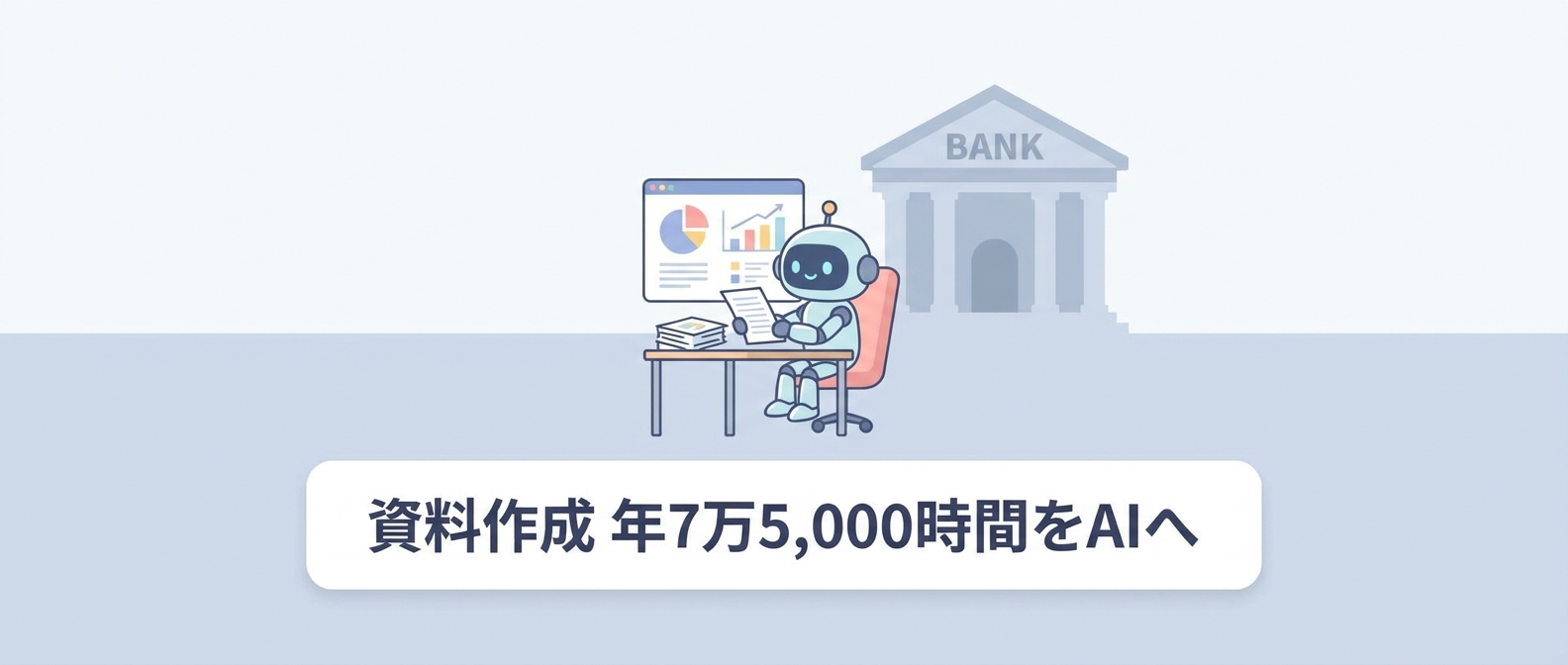 資料作成に年7万5,000時間をAIエージェントに任せる実証を示すアイキャッチ画像