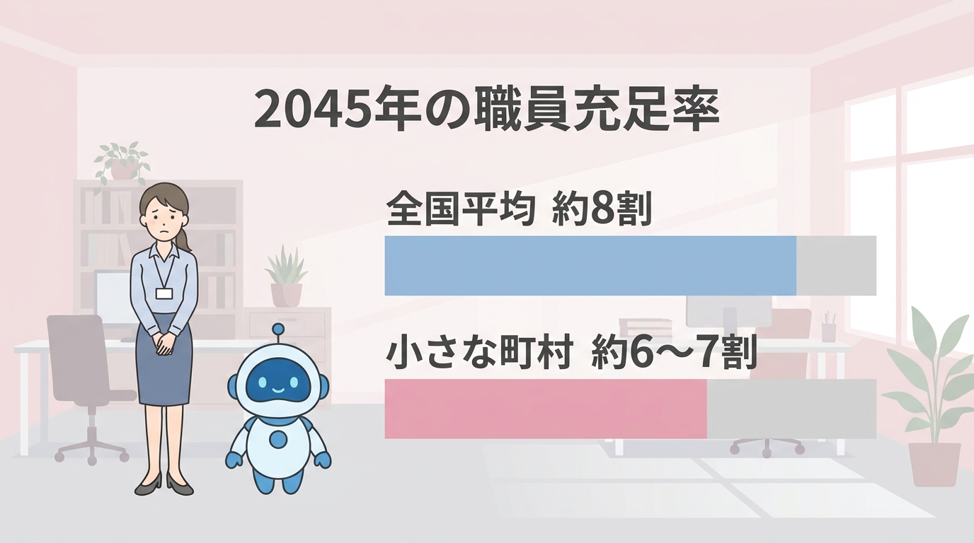 2045年の職員充足率 全国平均約8割・小さな町村約6〜7割