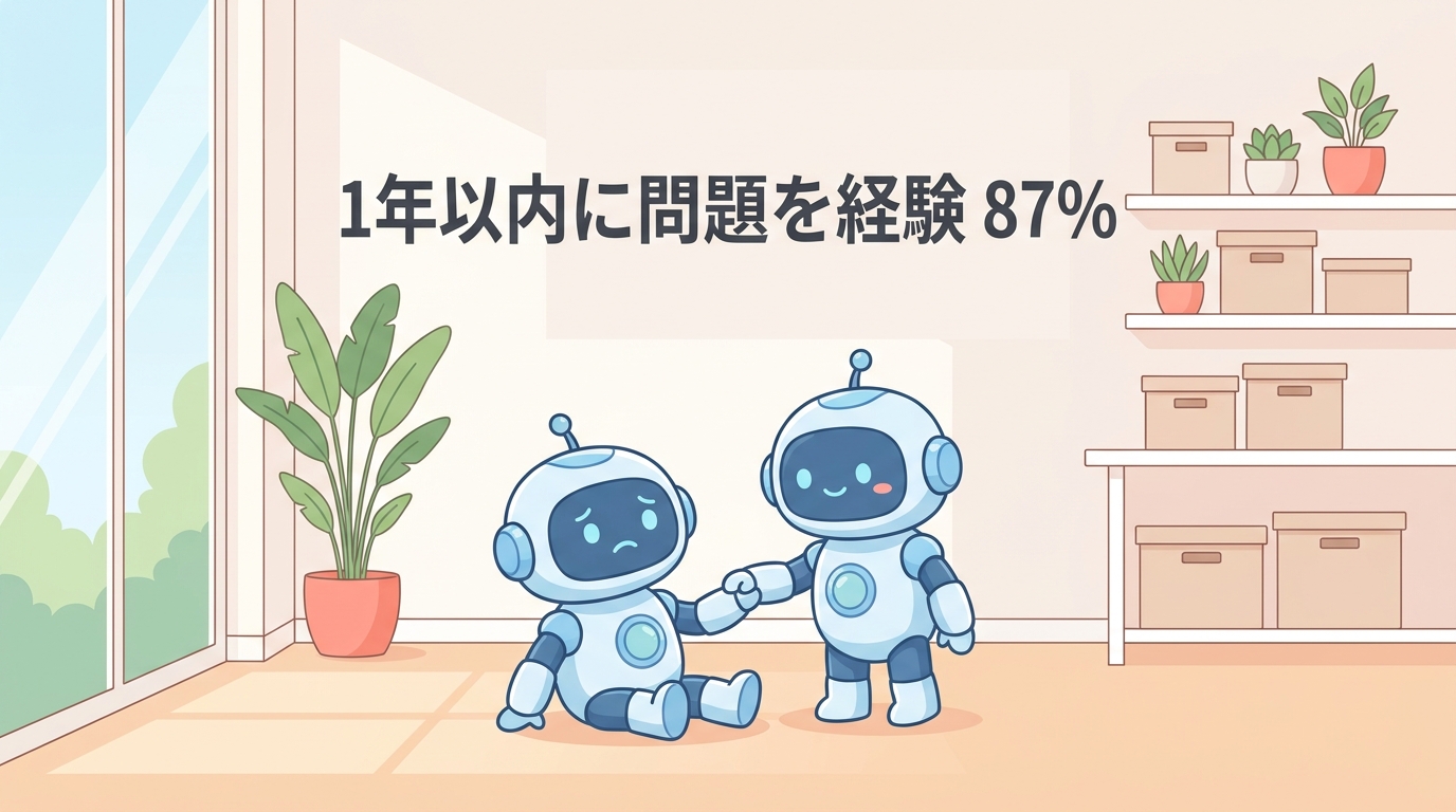 1年以内に問題を経験87%の図