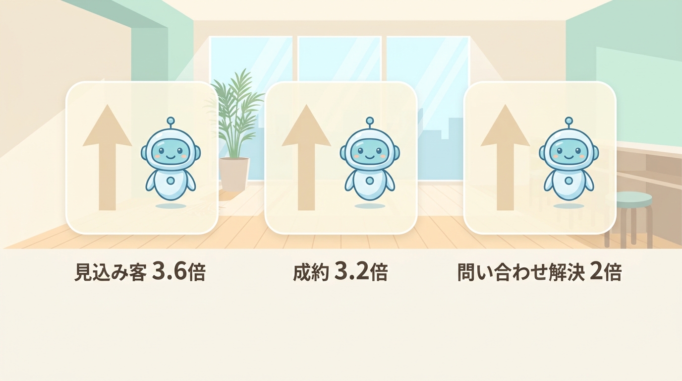 見込み客3.6倍・成約3.2倍・問い合わせ解決2倍の3つの数字