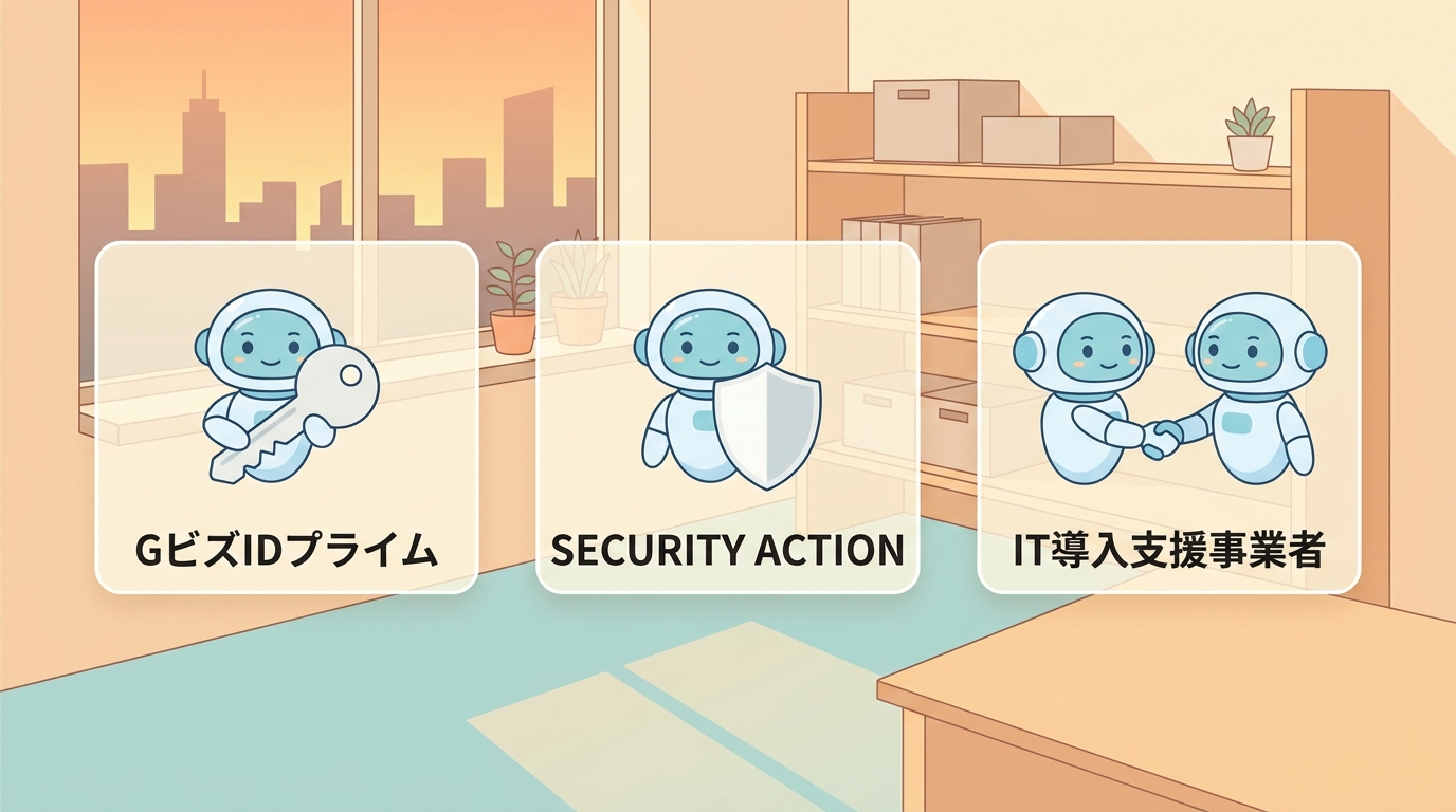 GビズIDプライム・SECURITY ACTION・IT導入支援事業者の3つの持ち物