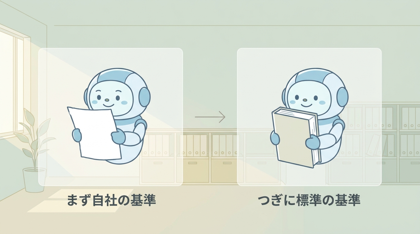 まず自社の基準、つぎに標準の基準 の参照順