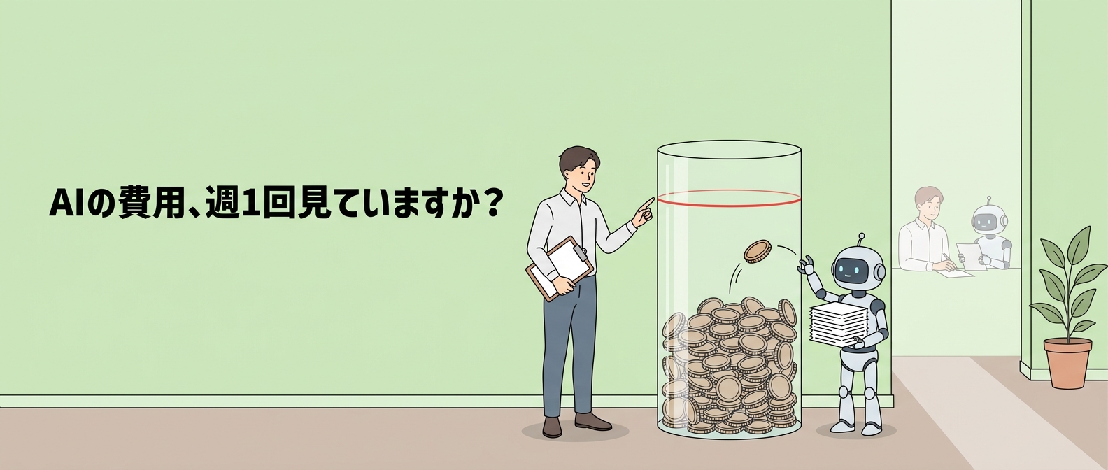 AIエージェントの費用を週1回15分で点検するイメージ